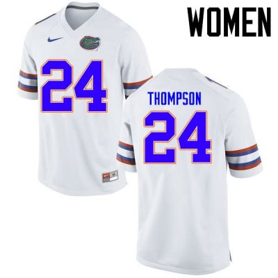 Women's Florida Gators #24 Mark Thompson NCAA Nike White Authentic Stitched College Football Jersey ITG4862QI